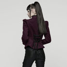 PUNK RAVE Women's Gothic Floral Embroidered Lace-up Jacket Violet
