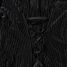 PUNK RAVE Women's Gothic Floral Embroidered Lace-up Puff Sleeved Shirt Black