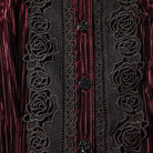 PUNK RAVE Women's Gothic Floral Embroidered Lace-up Puff Sleeved Shirt Red