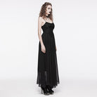 PUNK RAVE Women's Gothic  Floral Embroidered Lace-up Slip Dress