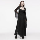 PUNK RAVE Women's Gothic  Floral Embroidered Lace-up Slip Dress