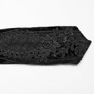 PUNK RAVE Women's Gothic Floral Embroidered Lace-up Velvet Gloves Black