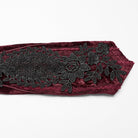 PUNK RAVE Women's Gothic Floral Embroidered Lace-up Velvet Gloves Red