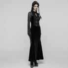 PUNK RAVE Women's Gothic Floral Embroidered Mesh Splice Maxi Dress Black