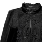 PUNK RAVE Women's Gothic Floral Embroidered Mesh Splice Maxi Dress Black