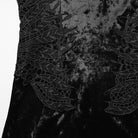 PUNK RAVE Women's Gothic Floral Embroidered Mesh Splice Party Dress Black