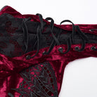 PUNK RAVE Women's Gothic Floral Embroidered Mesh Splice Party Dress Red