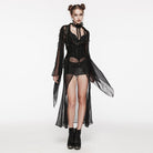 PUNK RAVE Women's Gothic Floral Embroidered Mesh Underbust Corset