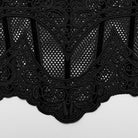 PUNK RAVE Women's Gothic Floral Embroidered Mesh Underbust Corset