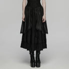 PUNK RAVE Women's Gothic Floral Embroidered Multilayered Skirt
