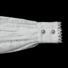 PUNK RAVE Women's Gothic Floral Embroidered Puff Sleeved Ruffle Shirt