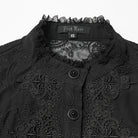 PUNK RAVE Women's Gothic Floral Embroidered Puff Sleeved Shirt