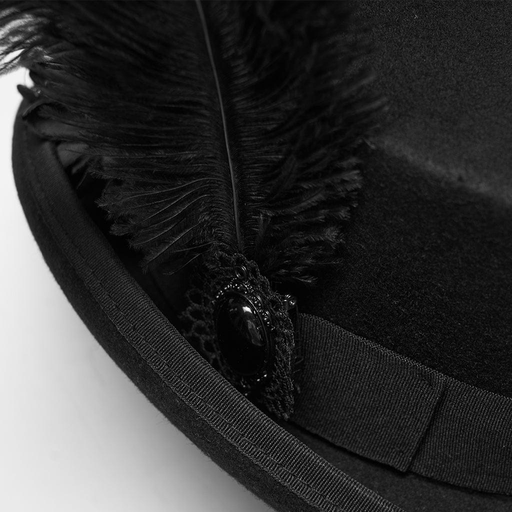 PUNK RAVE Women's Gothic Floral Feather Formal Hat