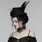 PUNK RAVE Women's Gothic Floral Feather Formal Hat