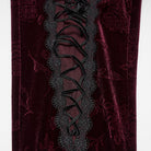 PUNK RAVE Women's Gothic Floral Jacquard Embroidered Velvet Leggings Red