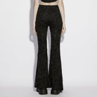 PUNK RAVE Women's Gothic Floral Jacquard Flared Pants