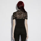 PUNK RAVE Women's Gothic Floral Lace Short Sleeved Top