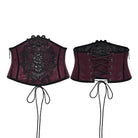 PUNK RAVE Women's Gothic Floral Lace-up Side Zipper Underbust Corset Red