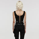 PUNK RAVE Women's Gothic Floral Printed Buckle Vest