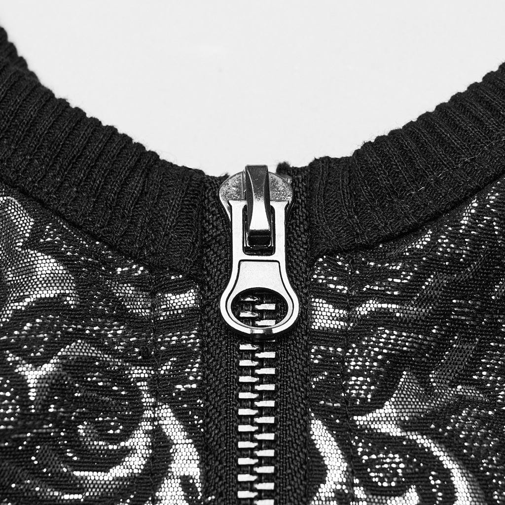 PUNK RAVE Women's Gothic Floral Printed Buckle Vest
