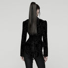 PUNK RAVE Women's Gothic Floral Printed Lace-up Jacket Black