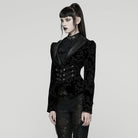 PUNK RAVE Women's Gothic Floral Printed Lace-up Jacket Black