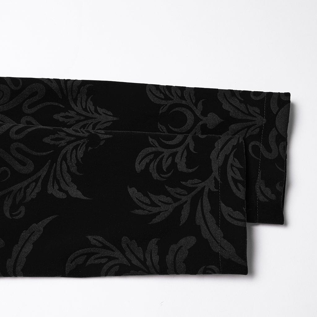 PUNK RAVE Women's Gothic Floral Printed Lace-up Jacket Black