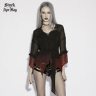 PUNK RAVE Women's Gothic Gradient Flared Sleeve Sheer Chiffon Shirt