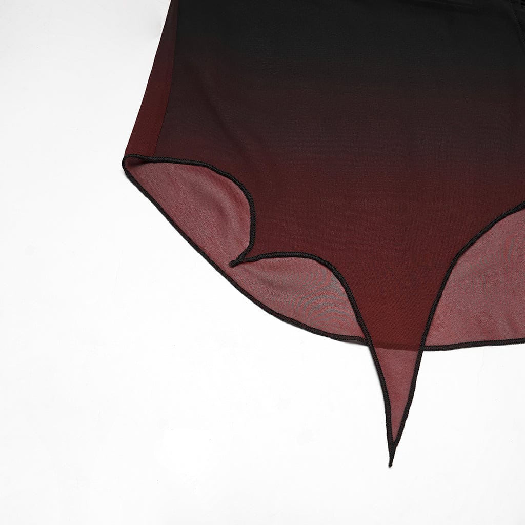 PUNK RAVE Women's Gothic Gradient Flared Sleeve Sheer Chiffon Shirt