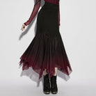 PUNK RAVE Women's Gothic Gradient Irregular Fishtail Skirt
