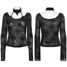 PUNK RAVE Women's Gothic Halterneck Spider Web Mesh Top Black