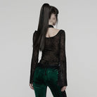 PUNK RAVE Women's Gothic Halterneck Spider Web Mesh Top Black