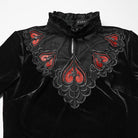 PUNK RAVE Women's Gothic Heart Embroideried Long Sleeved Top