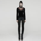 PUNK RAVE Women's Gothic Heart Embroideried Long Sleeved Top