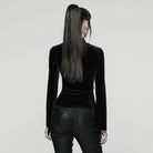 PUNK RAVE Women's Gothic Heart Embroideried Long Sleeved Top Black