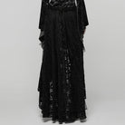 PUNK RAVE Women's Gothic High-low Hem Lace Skirt Black