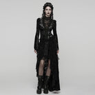 PUNK RAVE Women's Gothic High-low Hem Lace Skirt Black