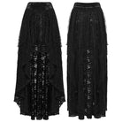 PUNK RAVE Women's Gothic High-low Hem Lace Skirt Black