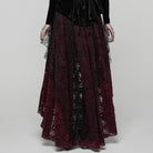 PUNK RAVE Women's Gothic High-low Hem Lace Skirt Red