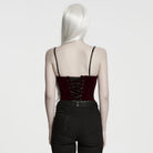 PUNK RAVE Women's Gothic Irregular Applique Lace-up Overbust Corset Red