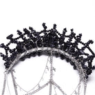 PUNK RAVE Women's Gothic Irregular Crystal Cross Headwear Black