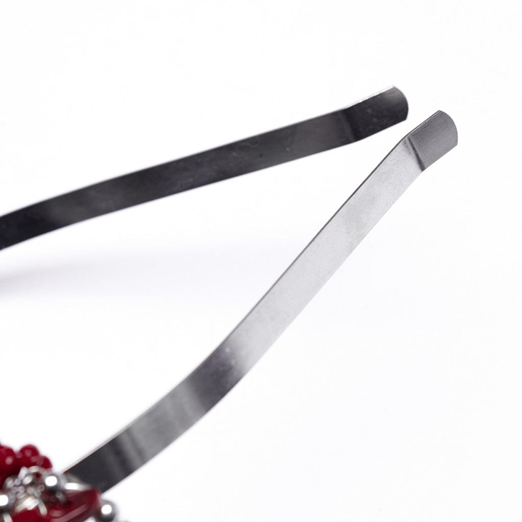 PUNK RAVE Women's Gothic Irregular Crystal Cross Headwear Red
