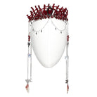 PUNK RAVE Women's Gothic Irregular Crystal Cross Headwear Red