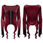 PUNK RAVE Women's Gothic Irregular Gradient Velvet Shirt Red