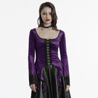 PUNK RAVE Women's Gothic Irregular Gradient Velvet Shirt Violet
