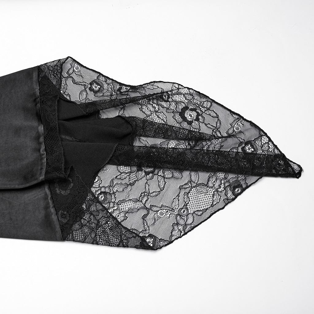 PUNK RAVE Women's Gothic Irregular Lace Splice Corset Dress
