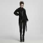 PUNK RAVE Women's Gothic Irregular Mesh Splice Lace-up Waistcoat