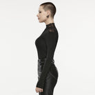 PUNK RAVE Women's Gothic Irregular Mesh Splice Shirt