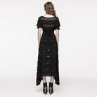 PUNK RAVE Women's Gothic Irregular Puff Sleeved Lace Dress