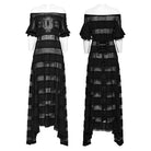 PUNK RAVE Women's Gothic Irregular Puff Sleeved Lace Dress